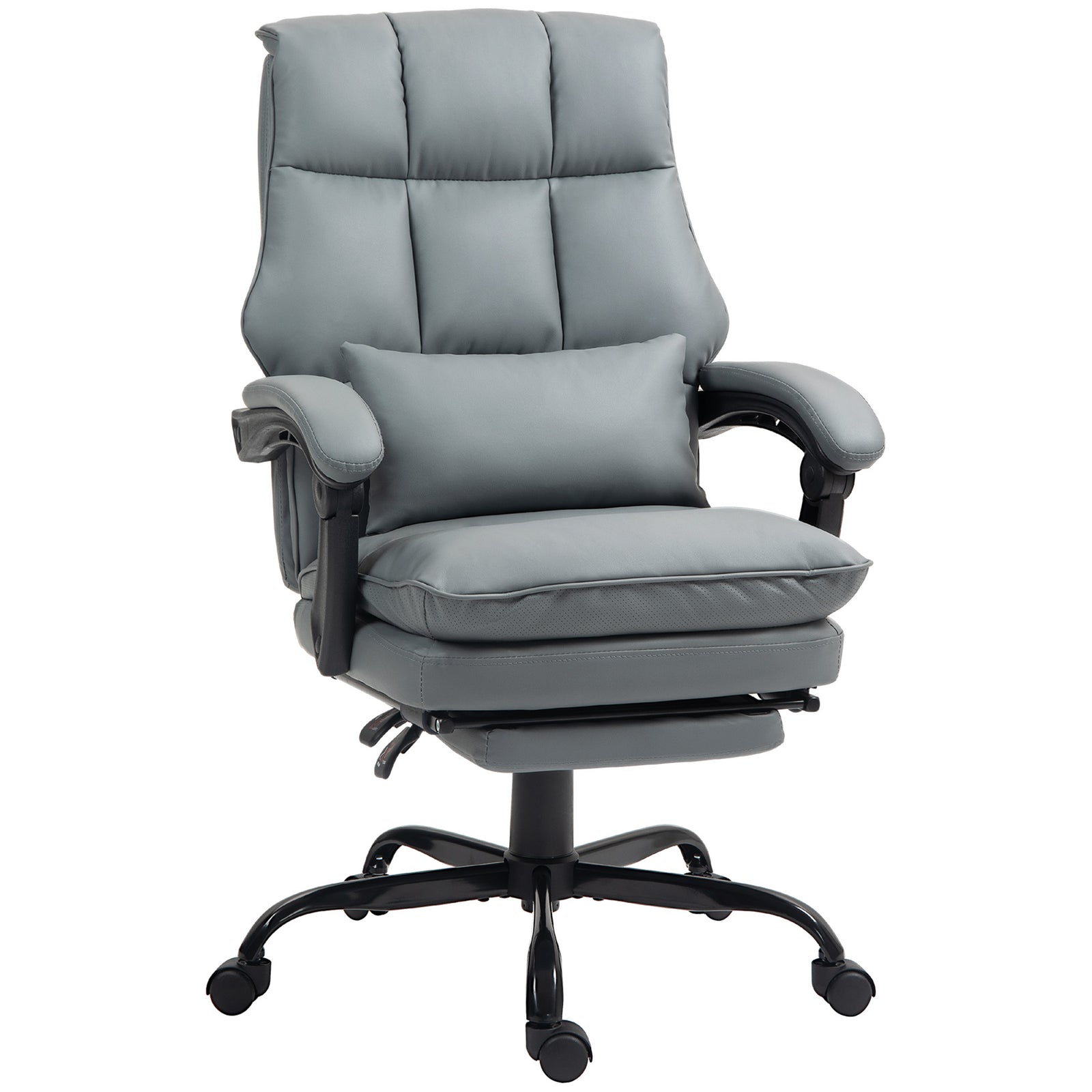 Executive Office Chair, Pu Leather Desk Chair With Armrests | One Size | Gray