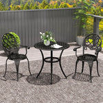 3pcs Bistro Set, Aluminium Garden Table And Chairs | Black
