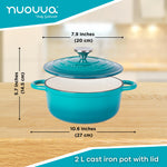 Cast Iron Dutch Oven Casserole Pot With Lid - 20cm (2l)  | Teal