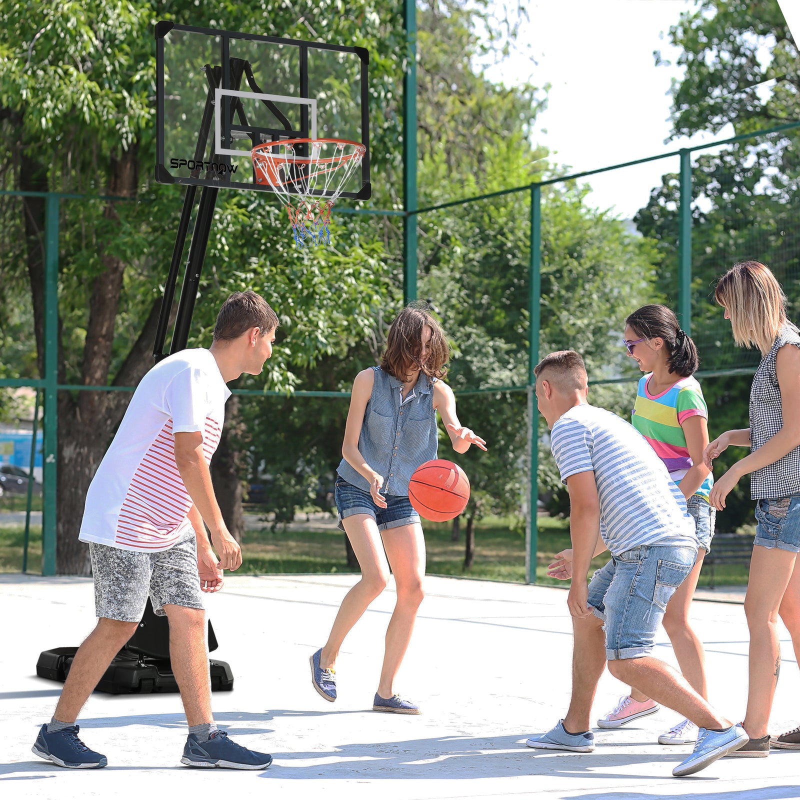 Adjustable Portable Basketball Hoop And Stand With Wheels | Black