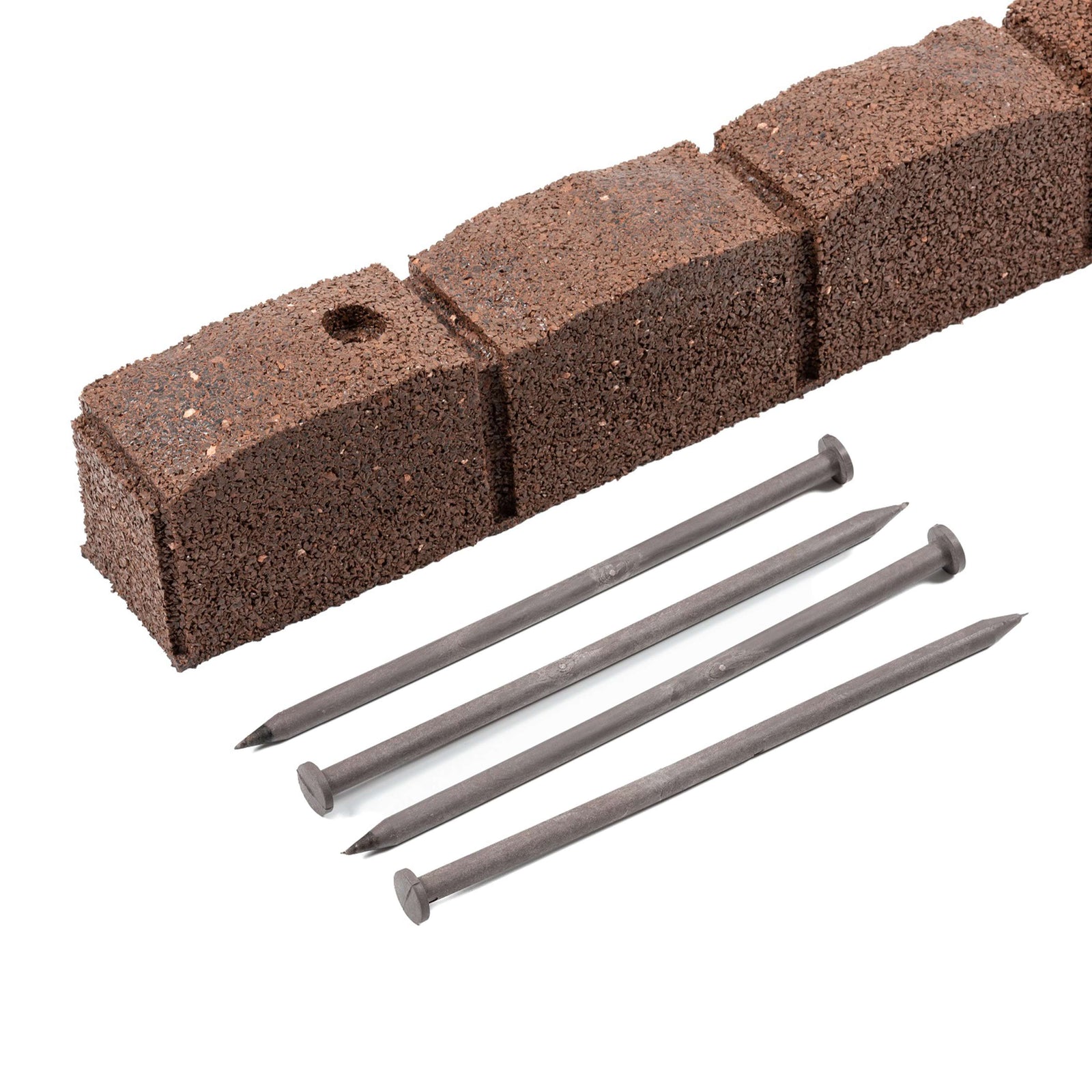 Roman Stone Recycled Rubber Lawn Border Edging | Set of 6 | Brown