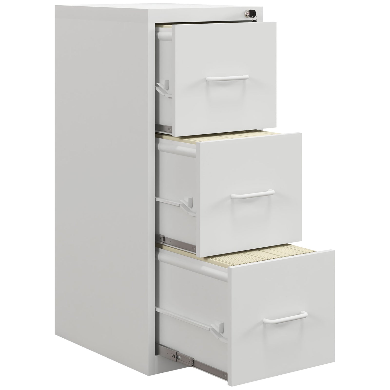 3 Drawer Filing Cabinet Steel File Cabinet For A4 | Medium | White