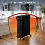 Oil-filled Electric Radiator 2500w With Thermostat, 9 Hour Timer | Black