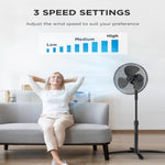 40w Pedestal Fan Adjustable Height Oscillating Standing Fan For Home Or Office