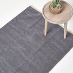 Plain Chenille 100% Cotton  Rug With Natural Trim | 170cm | Dark Grey