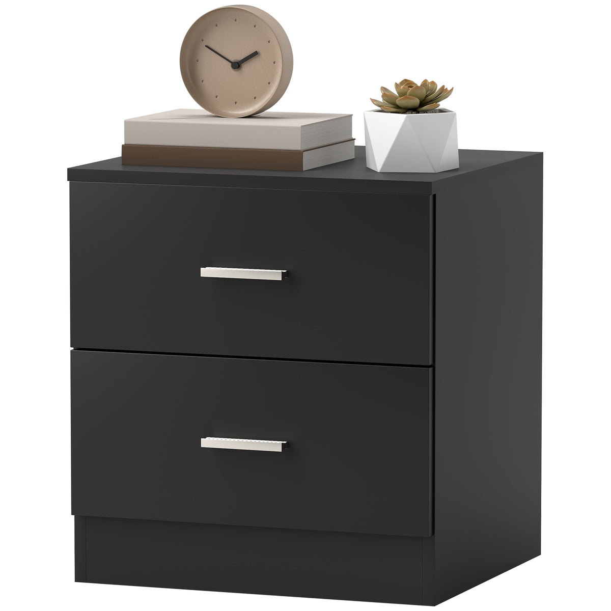 HOMCOM Bedside Table, Nightstand With 2 Drawers, Modern Side Table, Black