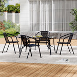 5 Pieces Garden Dining Set Tempered Glass Outdoor Coffee Table And Chairs Set