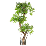 140cm  Realistic Artificial Japanese Fruticosa Ficus Tree, Green Silver