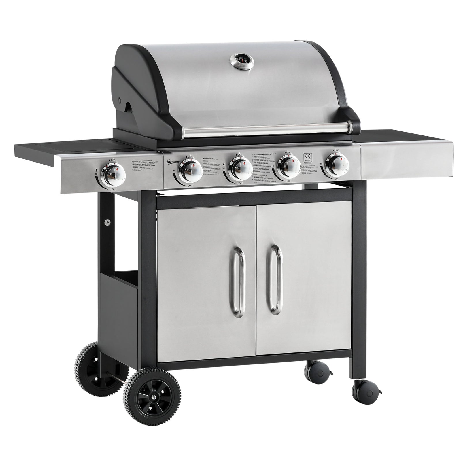 Gas Bbq, Side Burner, Warming Rack | Large | Silver