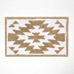 Natural And White Bath Mat 100% Cotton Aztec Design, 50 X 80 Cm