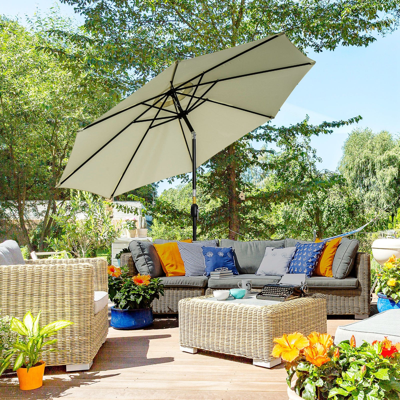3m Patio Umbrella With Tilt And Crank | Beige