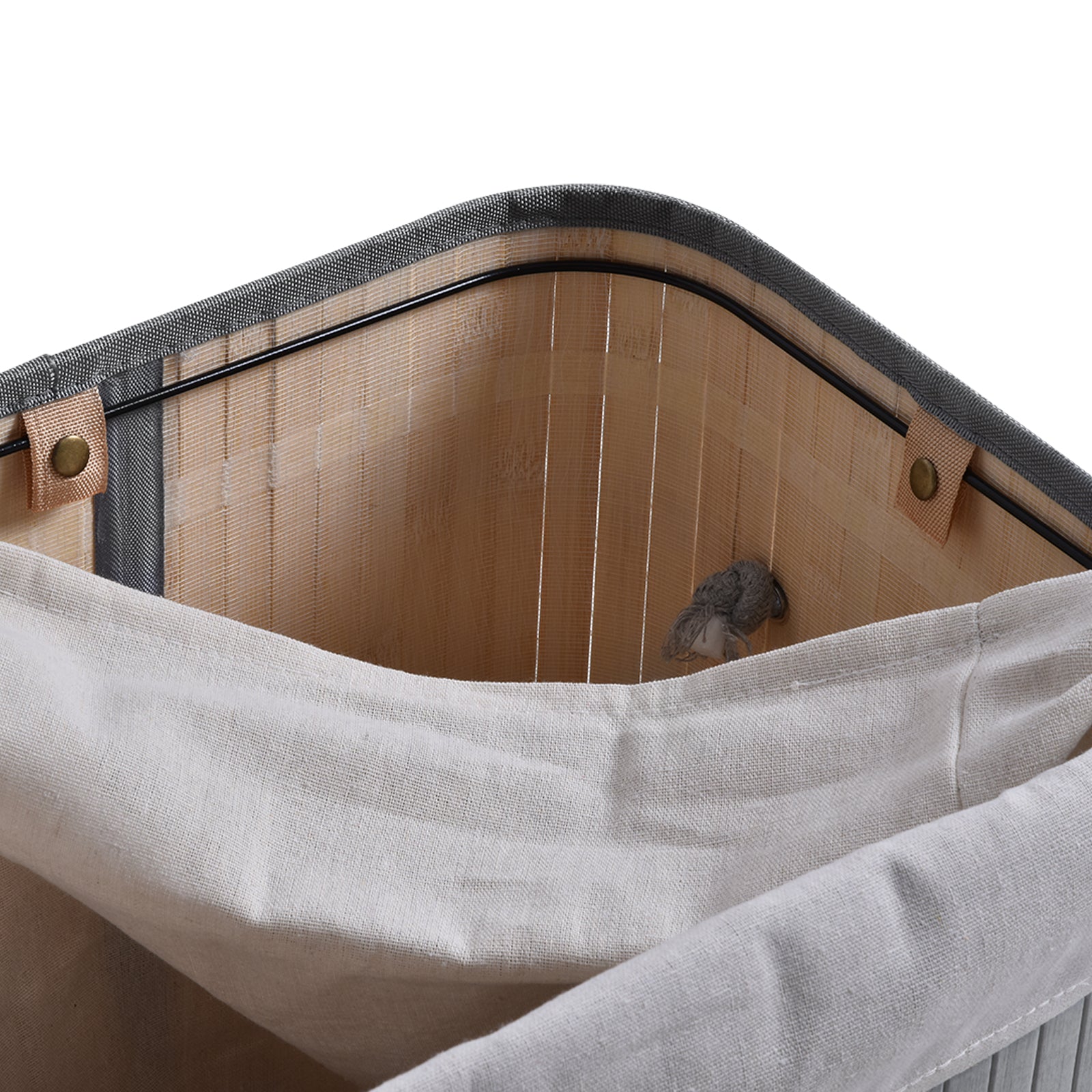70/100l Wood Laundry Basket A Compartment Flip Lid Removable | Medium