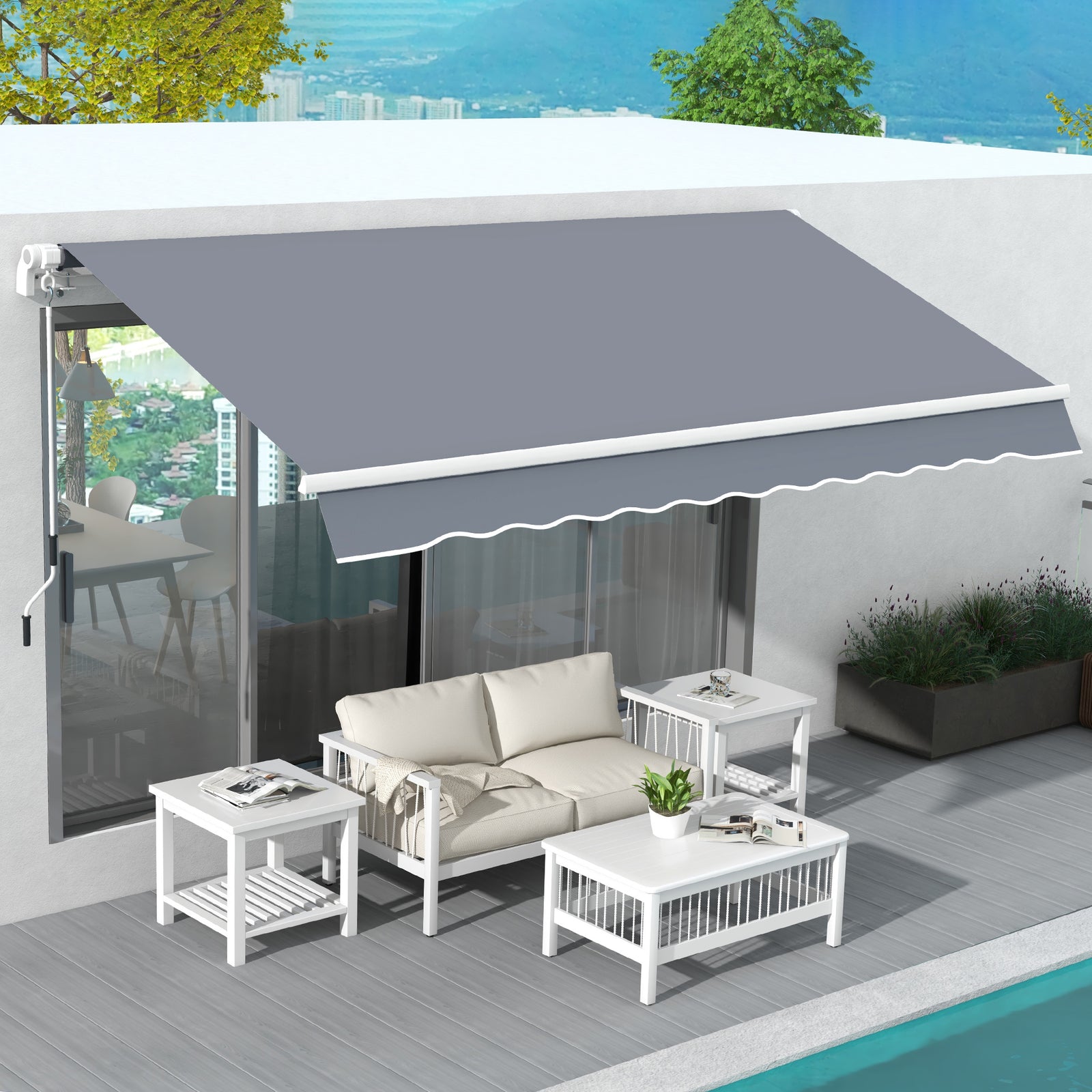 4x3m Manual Patio Awning, Aluminium, Retractable