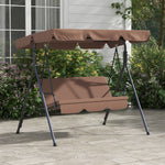 3-seat Swing Chair Garden Swing Seat W/ Adjustable Canopy | Brown