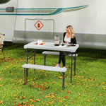 3 Piece Folding Picnic Table And Bench Set W/ Handle