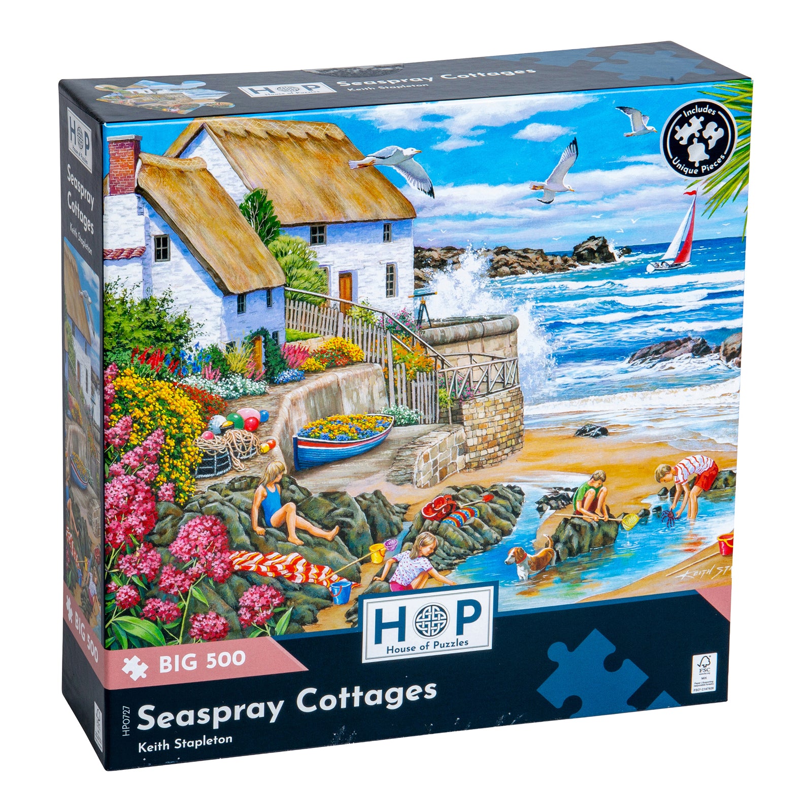Seaspray Cottages Jigsaw - Big 500 Piece Jigsaw Puzzle For Adults, With Extra Large Pieces