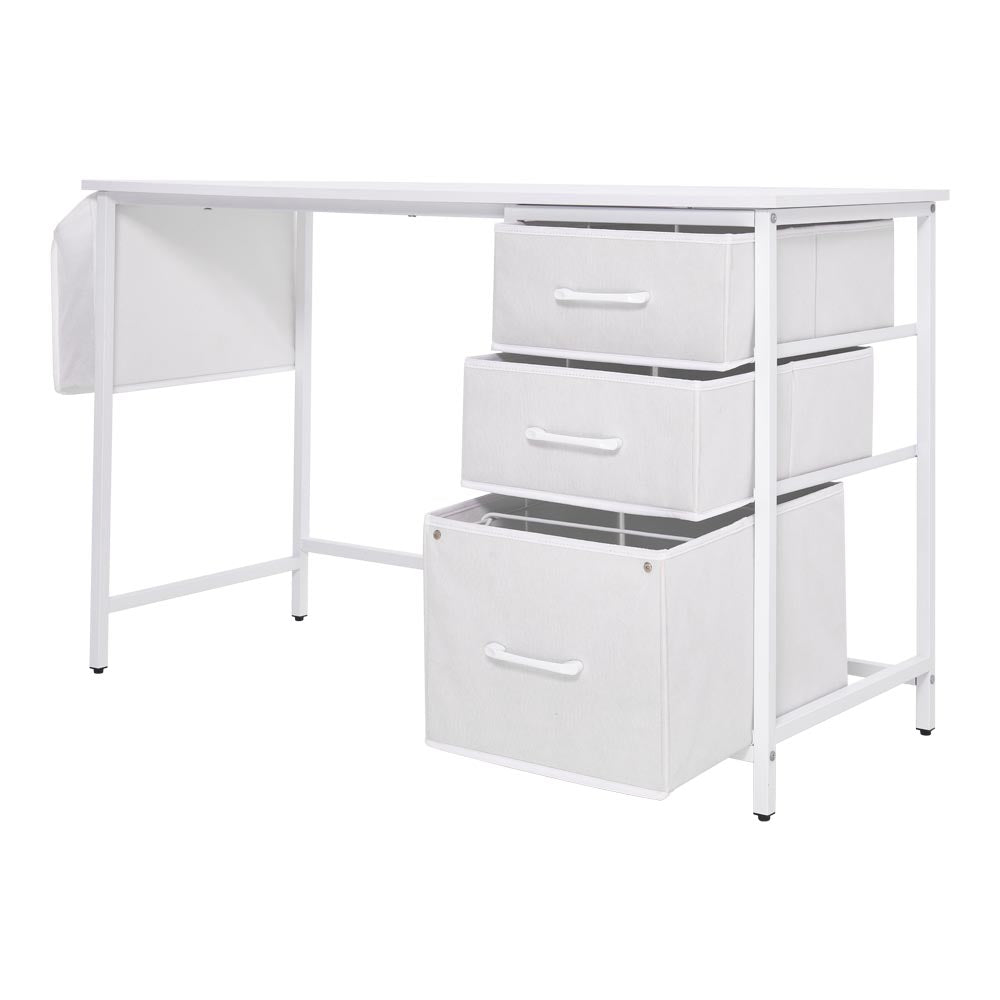Multipurpose White Metal Frame Computer Desk For Home Office