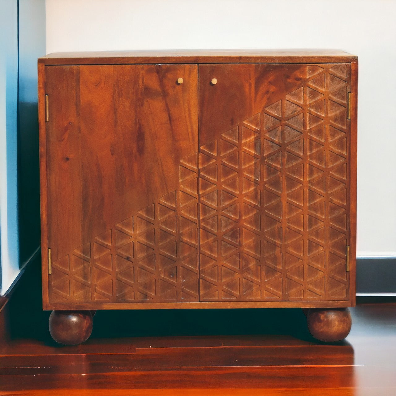 Solid Mango Wood Chestnut Dice Cabinet