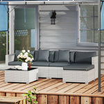 6 Pieces Rattan Furniture Set Garden Sofa Set Mixed Grey