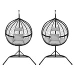 Hanging Rattan Egg Chairs X 2 | Black
