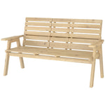 Outsunny Convertable 3-seater Wood Bench Table Garden W/ Armrests Natural