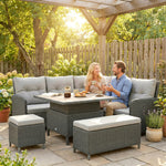 6 Pcs Rattan Garden Furniture Sectional Corner Sofa | Grey