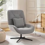 Swivel Accent Chair, Chenille Armchair With Lumbar Pillow | Light Grey