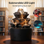 Spector Water Feature Indoor Fountains Rotating Glass Ball Led Light Resin Grey Brown