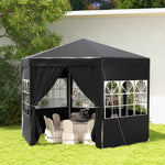 3.9m Outdoor Gazebo Canopy Party Tent With 6 Removable Walls | Black