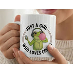 Dyzi Just A Girl Who Loves Coffee Frog Quote Ceramic Mug White