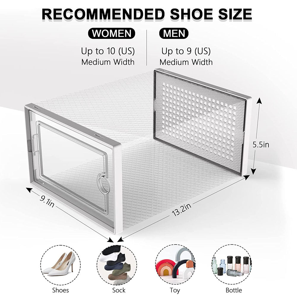 12x Stackable Shoe Storage Box Organiser White