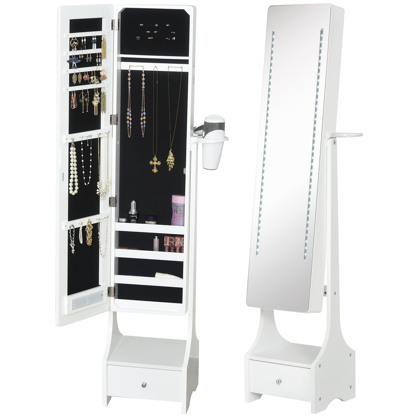 Freestanding Jewellery Storage Mirror Armoire W/ Led Lights