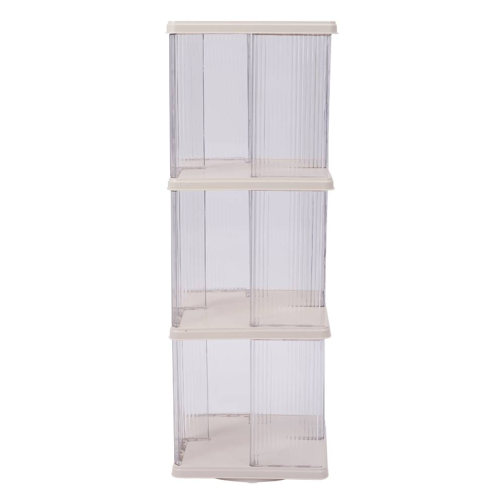 3-tier Plastic Square Rotating Bookshelf