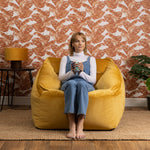 Natalia Velvet Armchair & Pouffe Set | Yellow