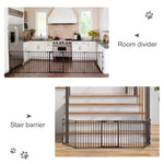 Pet Safety Gate 5 Panels Playpen Metal Fence W/ Walk Through Door | Black