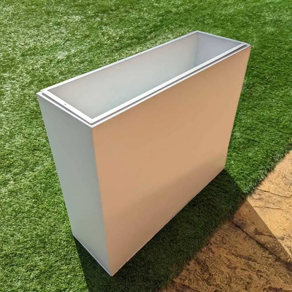 Long Zinc Galvanised Tall Trough Planter | 80cm x 25cm x 60cm | White