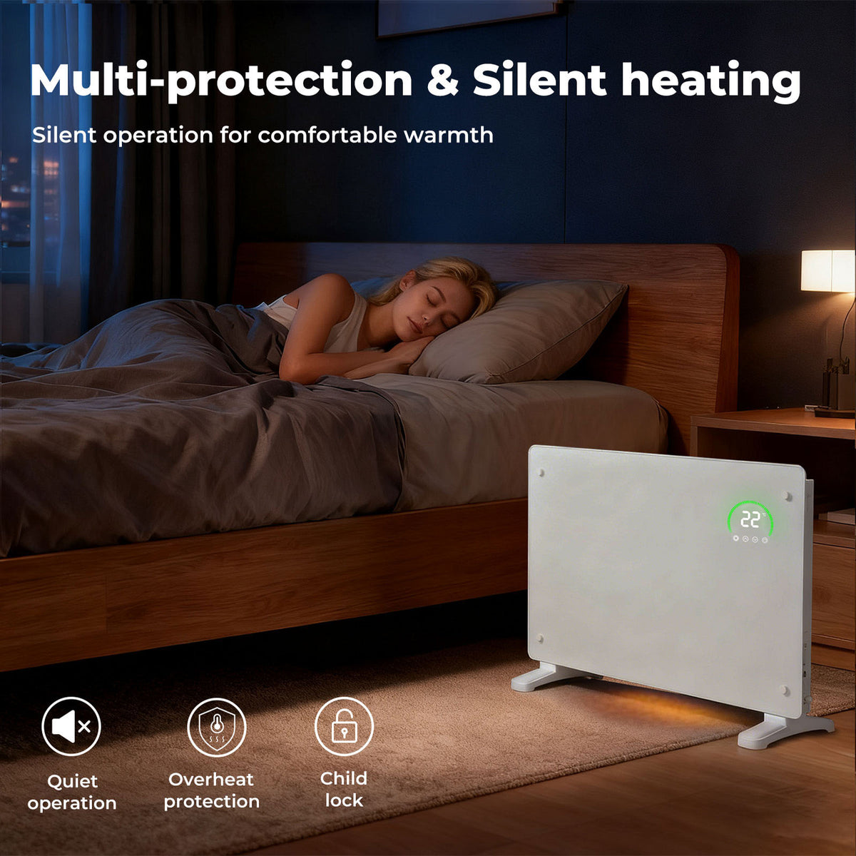 Electric Radiator 2000w Panel Heater Wall Mounted Freestanding | White