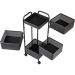 Multi-layer Storage Shelf Trolley 3/4/5 Tier Square Organizer Rack With Swivel Design For Kitchen | Medium | Black