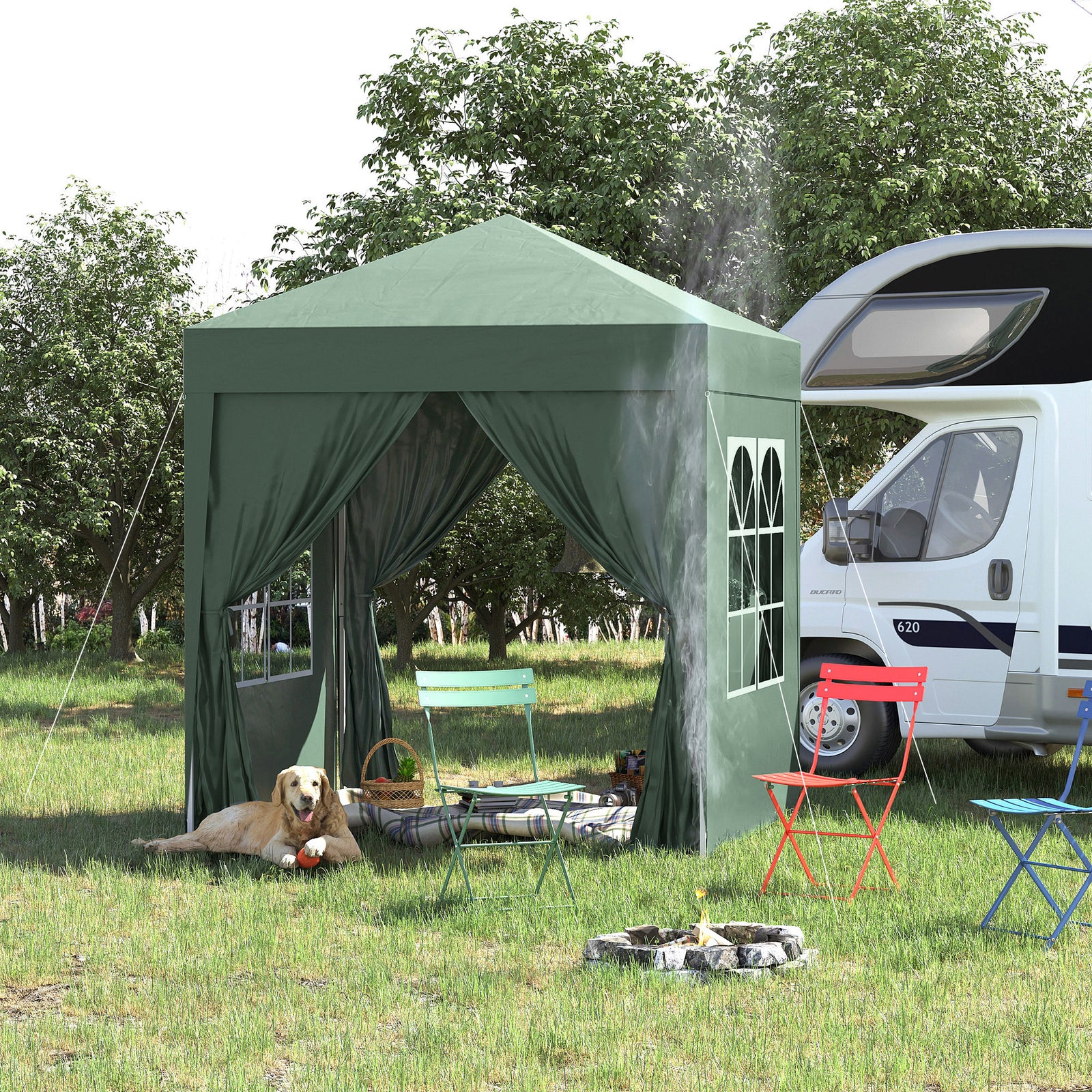 2mx2m Pop Up Gazebo Party Tent Canopy Marquee W/ Storage Bag | Green