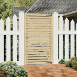 90cm W X 180cm H Solid Wood Slatted Door Panel With Natural Finish, Ventilated Design With Door Latch