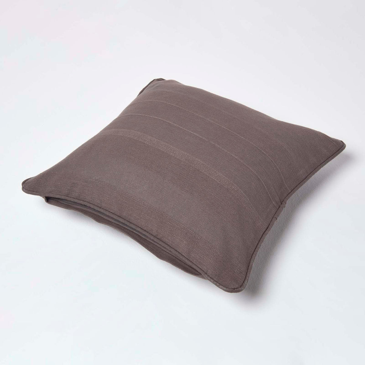 Cotton Rajput Ribbed Cushion Cover | 45cm x 45cm | Charcoal Grey