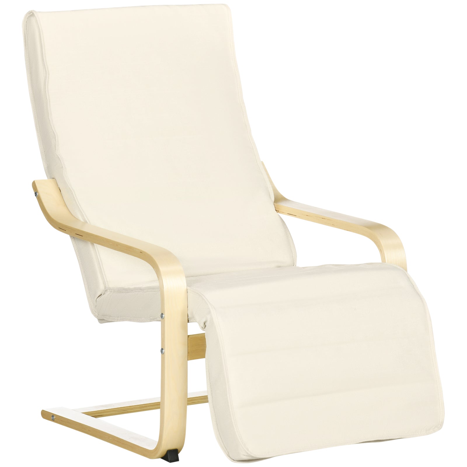 Lounge Chair Recliner Adjustable Footrest Home | One Size | Cream