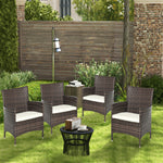 Outdoor Rattan Armchair Wicker Dining Chair Set For Garden | Set-of-4 | Brown