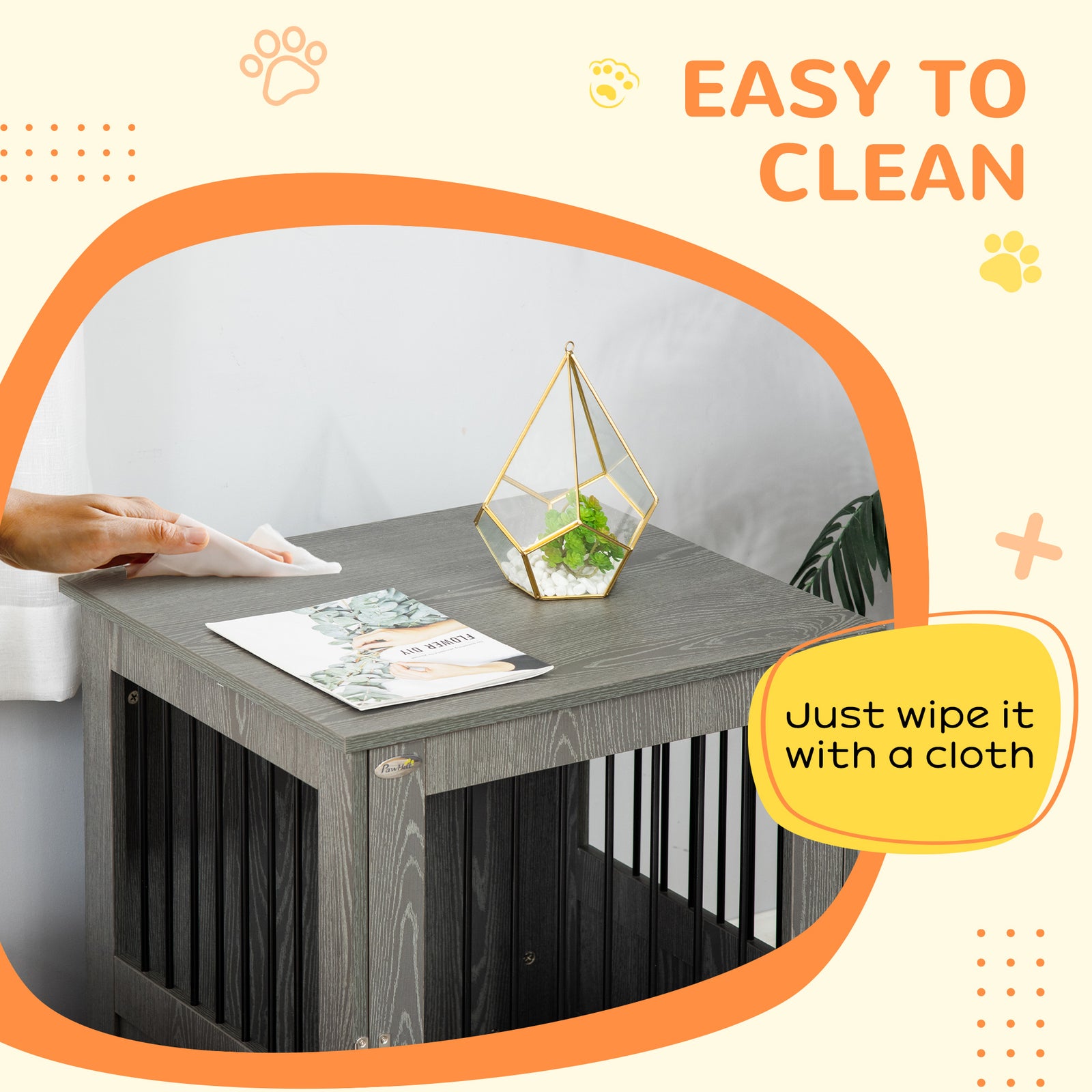 Dog Cage End Table W/ Magnetic Doors - Small Dog
