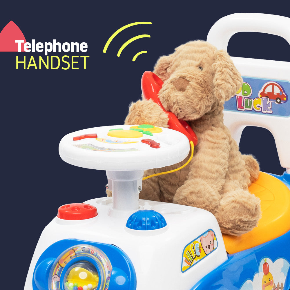 Baby Ride On Push Along Car With Steering Wheel And Horn | Blue
