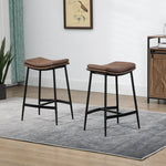 Upholstered Barstools Curved Seat Set Of 2 | Brown
