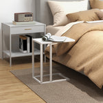 C Shape Side Table W/ Wood-effect Top | White