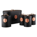 5 Piece Kitchen Storage Set   Black/copper