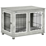 Dog Crate Table W/ Cushion, Double Door - Grey | Gray