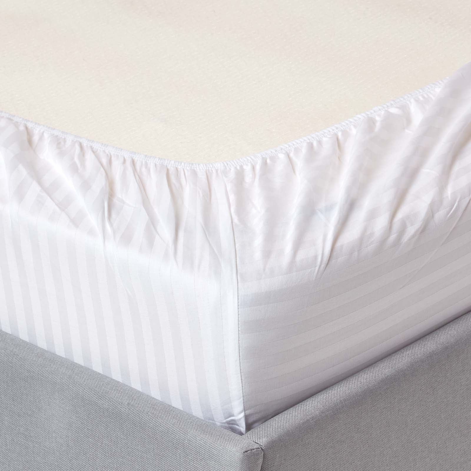 Cotton Stripe Fitted Cot Sheets 330 Tc, 70 X 140 Cm | Cot Bed | White